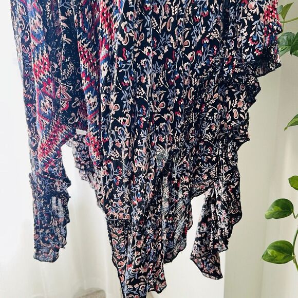 Angie Colorful Mixed Floral Print Ruffly Boho Super Soft Open Kimono Size Medium - Picture 5 of 8
